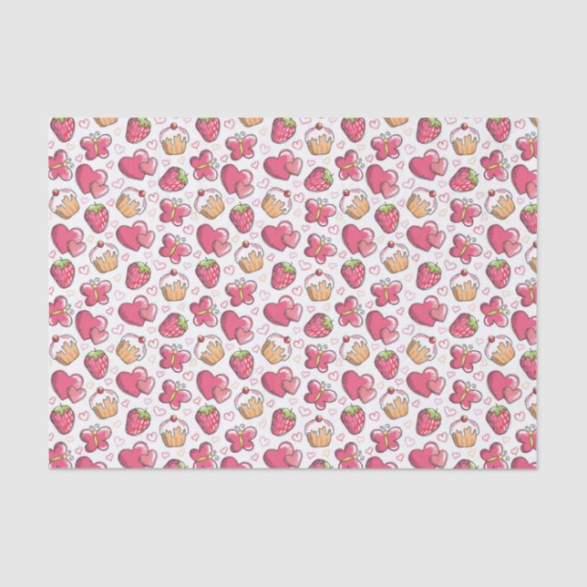 Papier Mousseline motif romantique de nourriture (Recto)