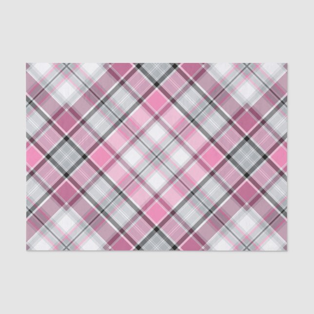 Papier Mousseline Motif rose de plaid chic (Recto)