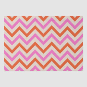 Papier Mousseline Motif rose et orange Zigzag Chevron