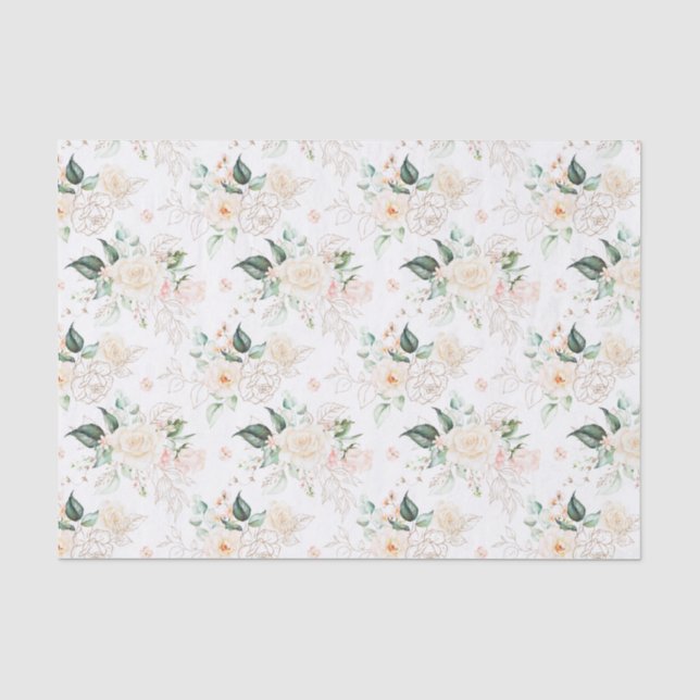 Papier Mousseline Motif rose Floral Garden (Recto)