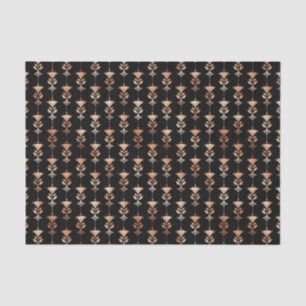 Papier Mousseline Motif rose Gold et Black Floral Art Déco