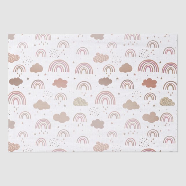 Papier Mousseline Motif rose Gold Rainbow (Recto)