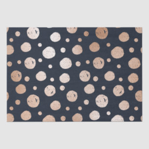 Papier Mousseline Motif rose or et points noirs