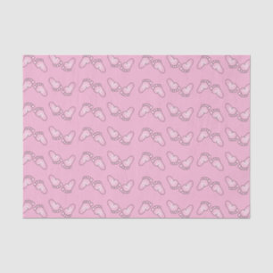 Papier Mousseline Motif rose pieds bébé