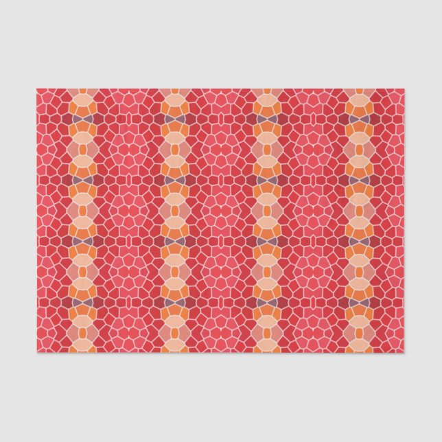Papier Mousseline Motif rose rouge orange (Recto)