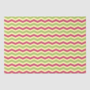 Papier Mousseline Motif rose vert et jaune Chevron
