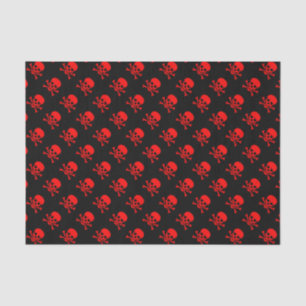 Papier Mousseline Motif rouge de crâne et d'os croisés