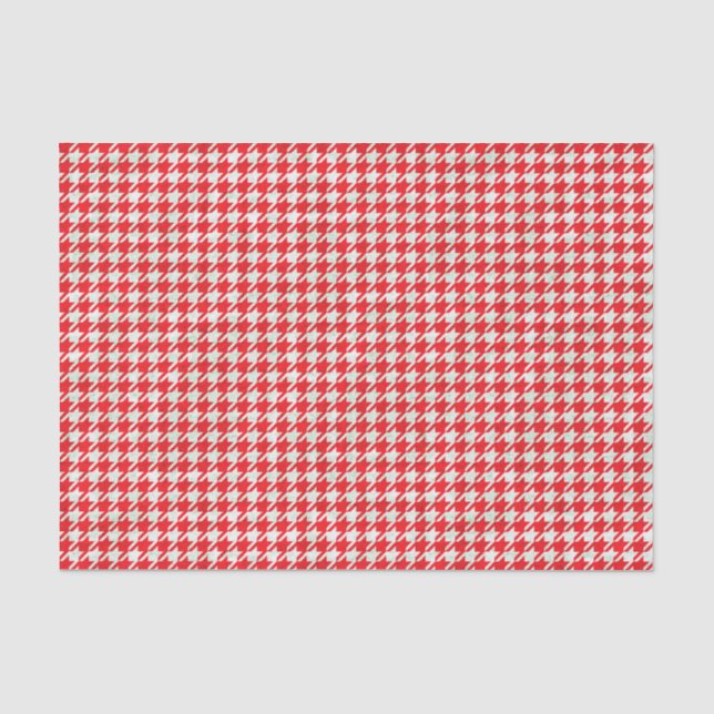 Papier Mousseline Motif rouge et blanc de pied-de-poule (Recto)