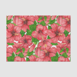 Papier Mousseline Motif rouge hibiscus II