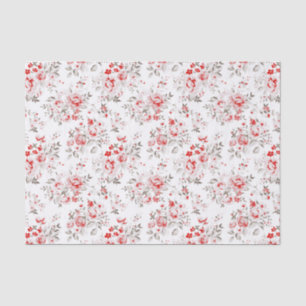 Papier Mousseline Motif rouge vintage floral de roses d'hiver
