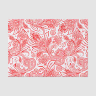 Papier Mousseline Motif rouge Vintage Paisley