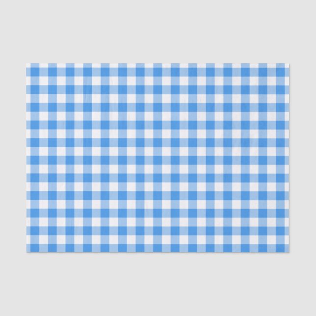 Papier Mousseline Motif Rustic Blue et White En vichy (Recto)