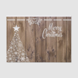 Papier Mousseline Motif rustique en bois Joyeux flocon de Noël