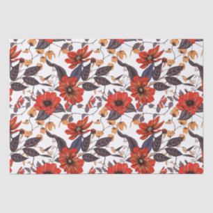 Papier Mousseline Motif sans couture de fleurs rouge orange