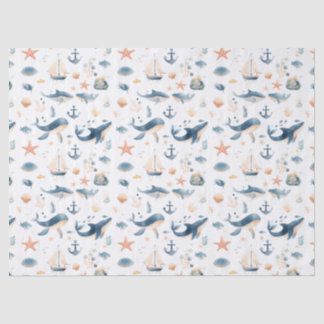Papier Mousseline Motif sans fin de dauphin à l'aquarelle