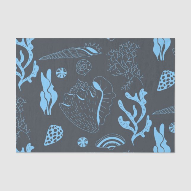 Papier Mousseline Motif sans joint avec coquillages (Recto)
