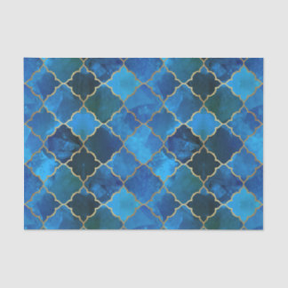 Papier Mousseline Motif Sapphire Gemstone & Gold Marocain Carrelage