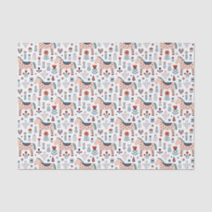 Papier Mousseline Motif scandinave d'art populaire de cheval