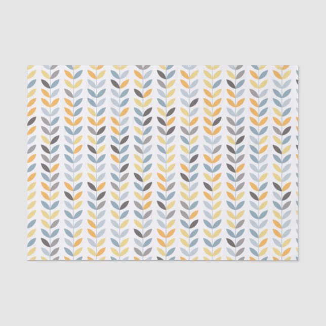 Papier Mousseline motif scandinave jaune-orange de gris bleu (Recto)