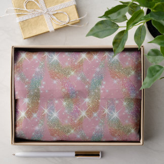 Papier Mousseline Motif scintillant de faux paillettes d'arc-en-ciel