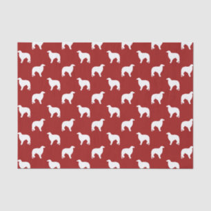 Papier Mousseline Motif Silhouettes de Barzoï Rouge