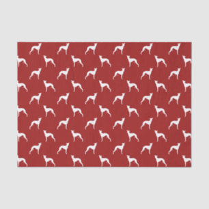 Papier Mousseline Motif Silhouettes Whippet Rouge