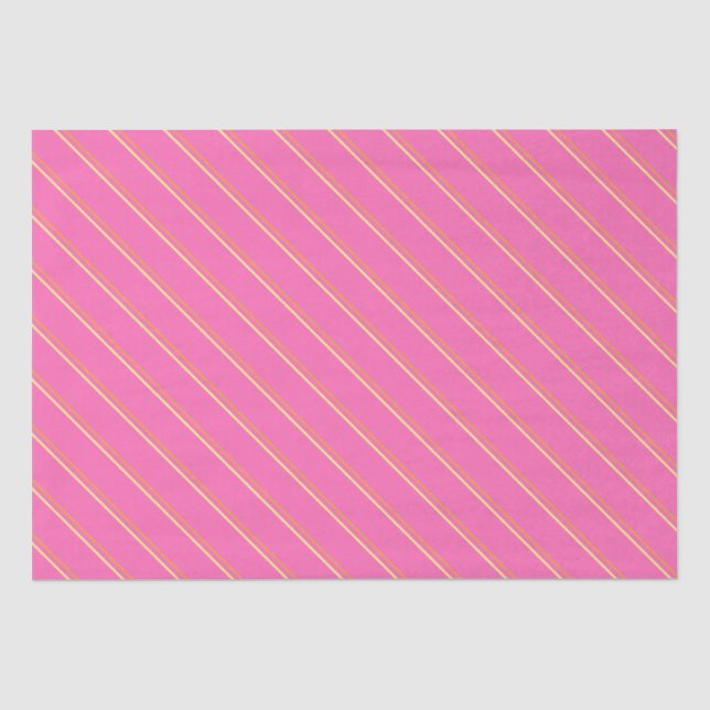 Papier Mousseline Motif simple rose chaud orange et jaune (Recto)