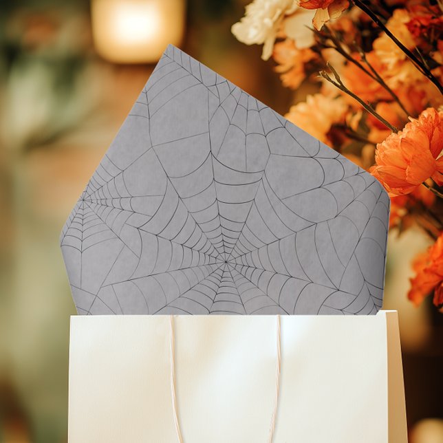 Papier Mousseline Motif Spiderweb Halloween (Spiderweb pattern tissue paper for gift wrapping and decoupage)