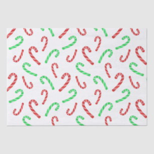 Papier Mousseline Motif Sucre de canne couleur rouge et vert