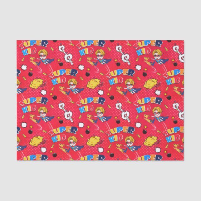 Papier Mousseline motif super-héros carrelé (Recto)