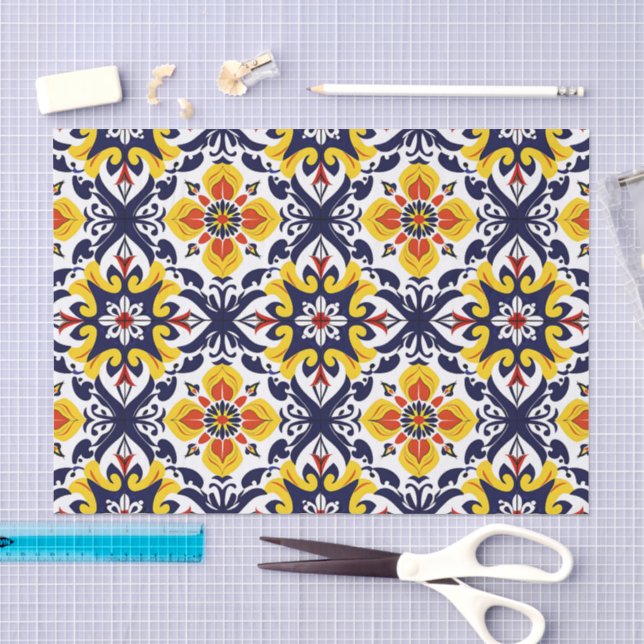 Papier Mousseline Motif Talavera mexicain (Artisanat)