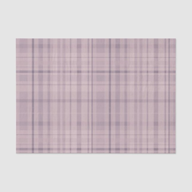 Papier Mousseline Motif Tartan rose mauve (Recto)