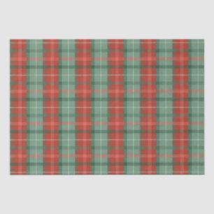 Papier Mousseline Motif tartan rouge et vert