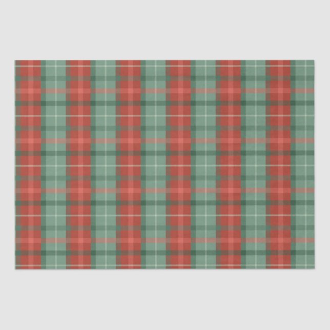 Papier Mousseline Motif tartan rouge et vert (Recto)