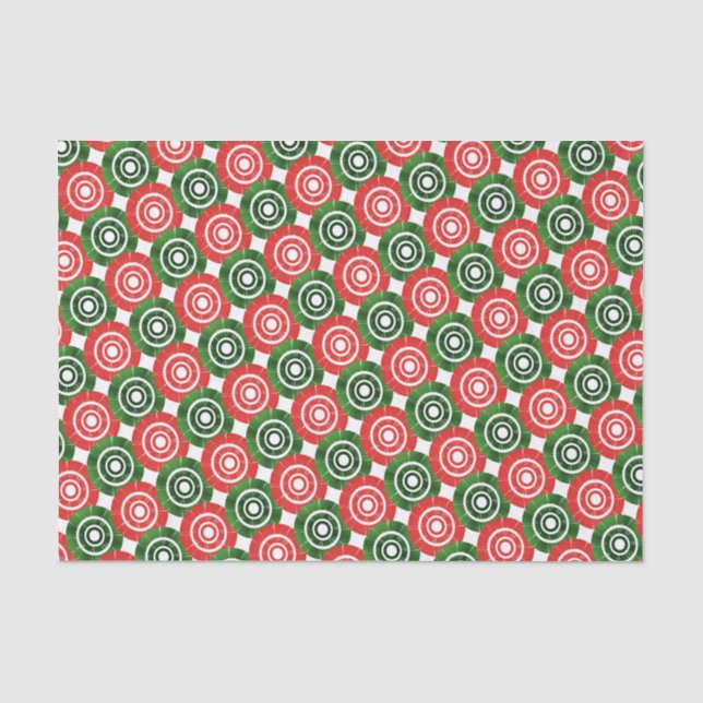 Papier Mousseline Motif tribal africain rouge et vert (Recto)