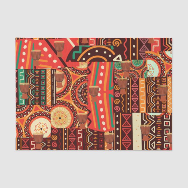 Papier Mousseline Motif tribal Afrocentrique Kente (Recto)