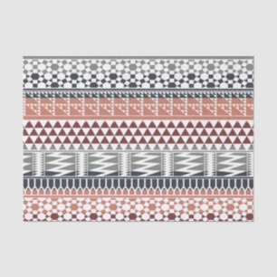 Papier Mousseline Motif tribal aztèque géométrique gris marron