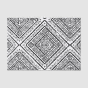 Papier Mousseline Motif tribal aztèque noir et blanc frais
