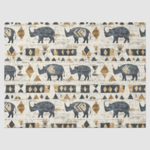 Papier Mousseline Motif tribal de rhinocéros rustique (1)