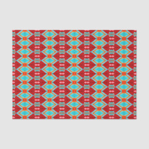 Papier Mousseline Motif tribal Rouge Turquoise Art découpage