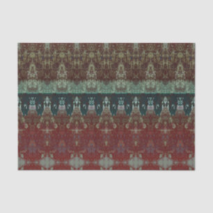 Papier Mousseline Motif tribal vintage Burgundy Taureau vert