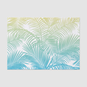 Papier Mousseline Motif tropical jaune turquoise moderne de palmiers