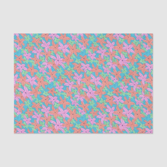 Papier Mousseline Motif Tropical Starfish (Recto)