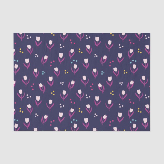 Papier Mousseline Motif Tulipe pourpre (Recto)