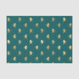 Papier Mousseline Motif Unicorne turquoise et Gold Foil
