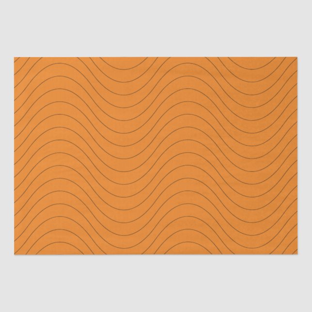 Papier Mousseline Motif Vague Noir Et Orange (Recto)