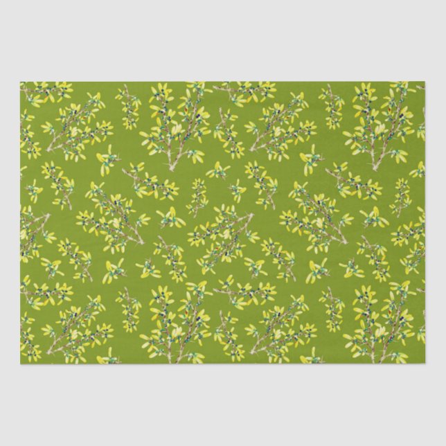Papier Mousseline Motif vert Blackthorn (Recto)