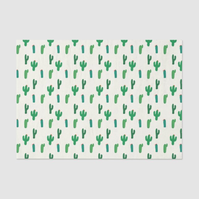 Papier Mousseline Motif vert clair de cactus (Recto)