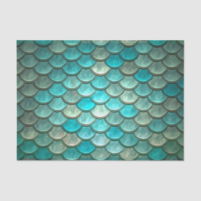 Papier Mousseline Motif vert de menthe d'échelles de poissons de (Recto)