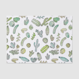 Papier Mousseline Motif vert mignon de cactus d'été de peinture